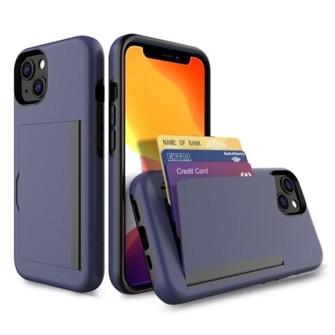 Apple iPhone 13 Rome Tech Dual Layer Wallet Case Navy Blue 01