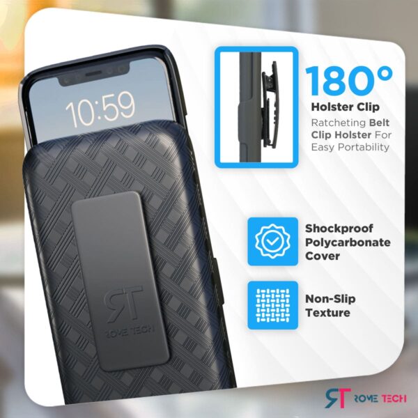 Iphone X XS Rome Tech Shell Holster Combo Case Black 03