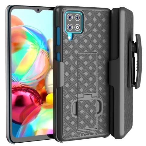 Samsung Galaxy A12 Shell Holster Combo Case Black