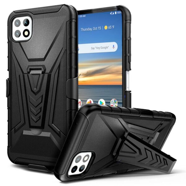 Samsung Galaxy A22 5G Rome Tech Dual Layer Holster Case Black 01