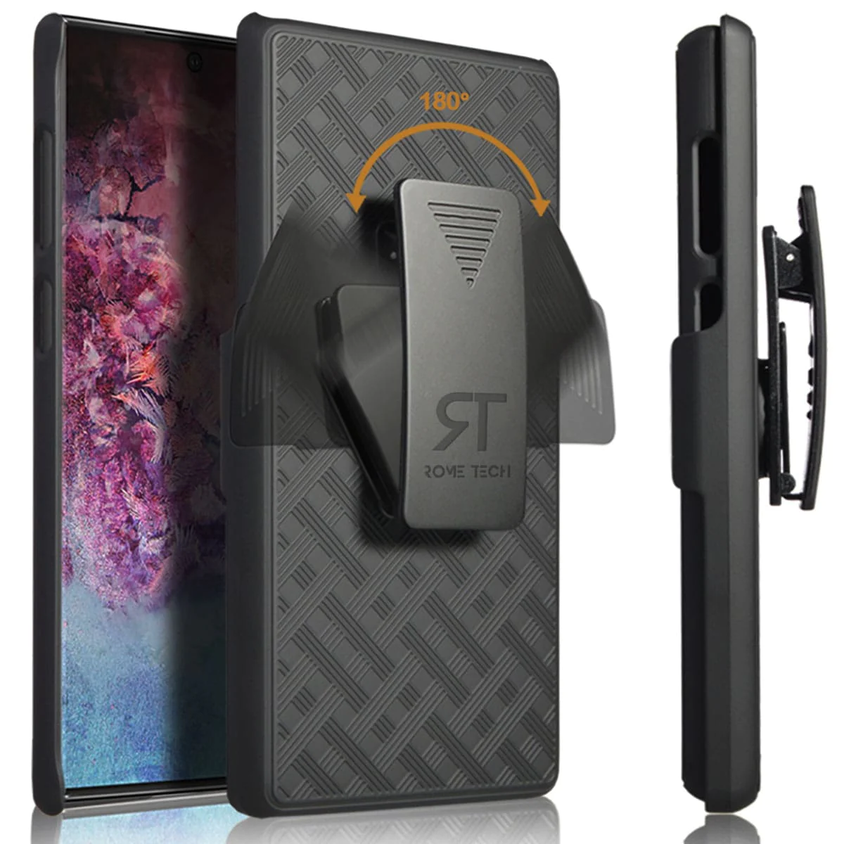 Samsung Galaxy Note 10 Rome Tech Shell Holster Combo Case Black Lines