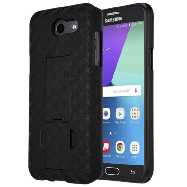 Samsung Galaxy j3 Rome Tech Shell Holster Combo Case Black 01