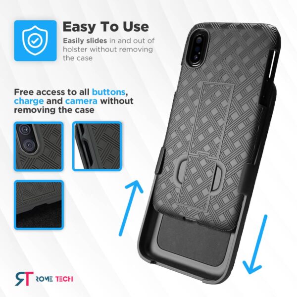 iPhone XS Max Rome Tech Shell Holster Combo Case Black 04