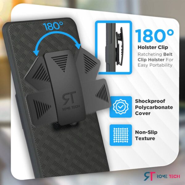 HTC Desire 526 Rome Tech Shell Holster Combo Case Black 03