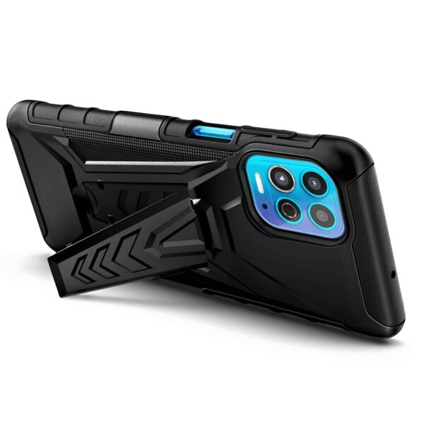 Moto G100 Rome Tech Dual Layer Shell Holster Case Black 02
