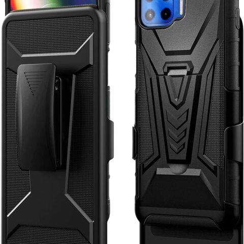 Moto One 5G UW Rome Tech Dual Layer Shell Holster Case Black 01
