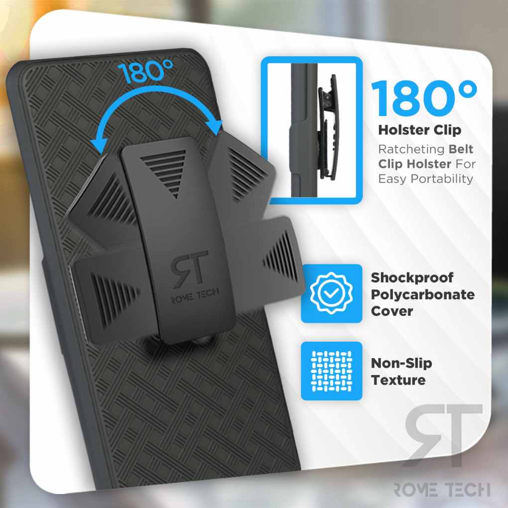 Motorola Moto G Power Rome Tech Shell Holster Combo Case Black 03 2
