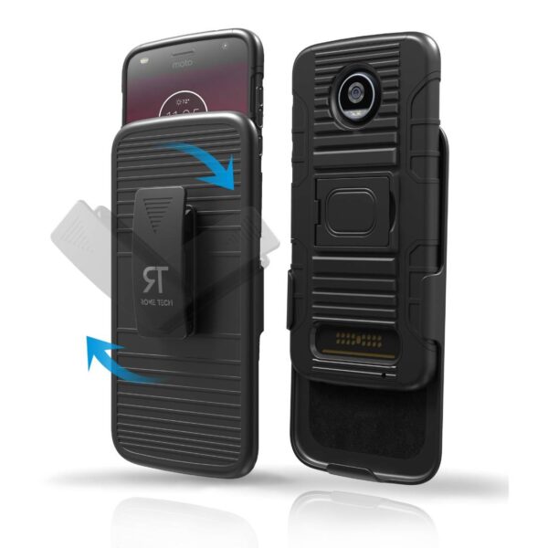 Motorola Moto Z2 Play Case RomeTech Clip Holster Black 01 1