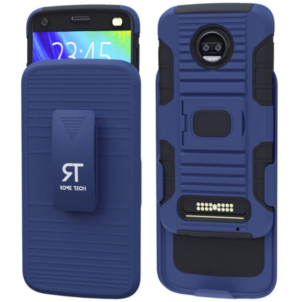 Motorola Moto Z2 Play Case RomeTech Clip Holster Dark Blue 01