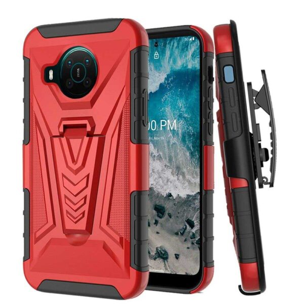 Nokia X100 Rome Tech Dual Layer Holster Case Red 01