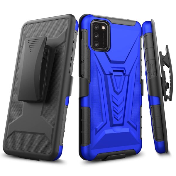 TCL A3X Rome Tech Dual Layer Shell Holster Case Blue 01