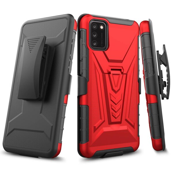 TCL A3X Rome Tech Dual Layer Shell Holster Case Red 01