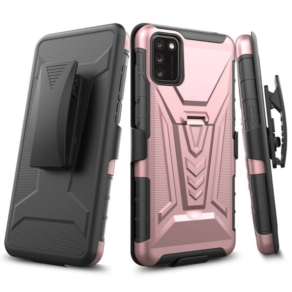 TCL A3X Rome Tech Dual Layer Shell Holster Case Rose Gold 01