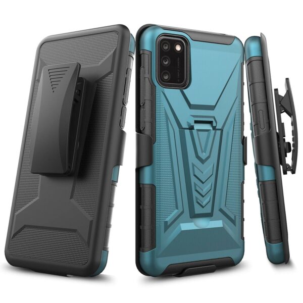 TCL A3X Rome Tech Dual Layer Shell Holster Case Teal 01