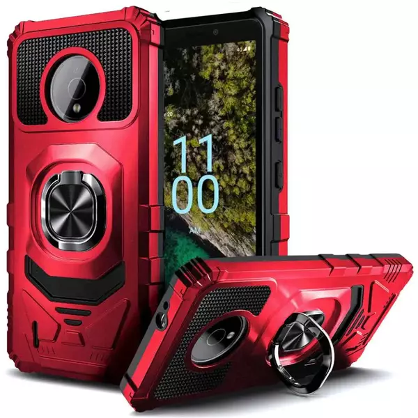 Armor Case with Ring Magnetic Mount Nokia C200 Red