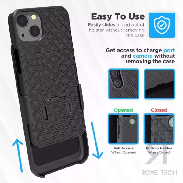 iPhone 14 Shell Holster Combo Case With Belt Clip Easily Slides