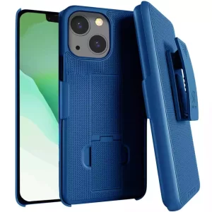 iPhone 14 Shell Holster Combo Case With Belt Clip Lines Blue
