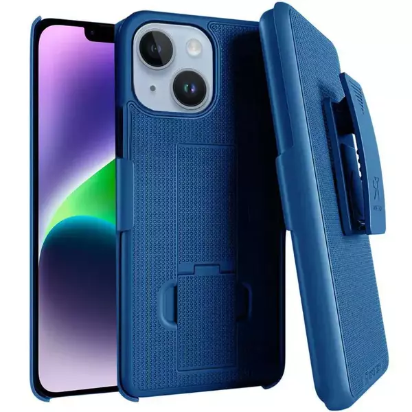 iPhone 14 Plus Holster Case With Belt Clip Kickstand Dots Blue