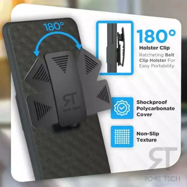 iPhone 14 Pro Holster Case With Belt Clip Kickstand Info 2