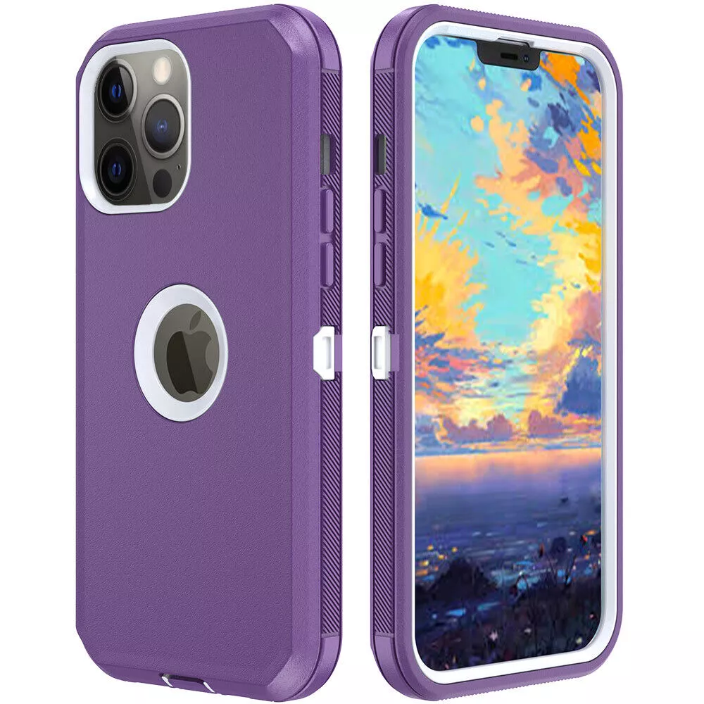 iPhone 12 Heavy Duty Phone Case Shockproof Cover PurpleWhite