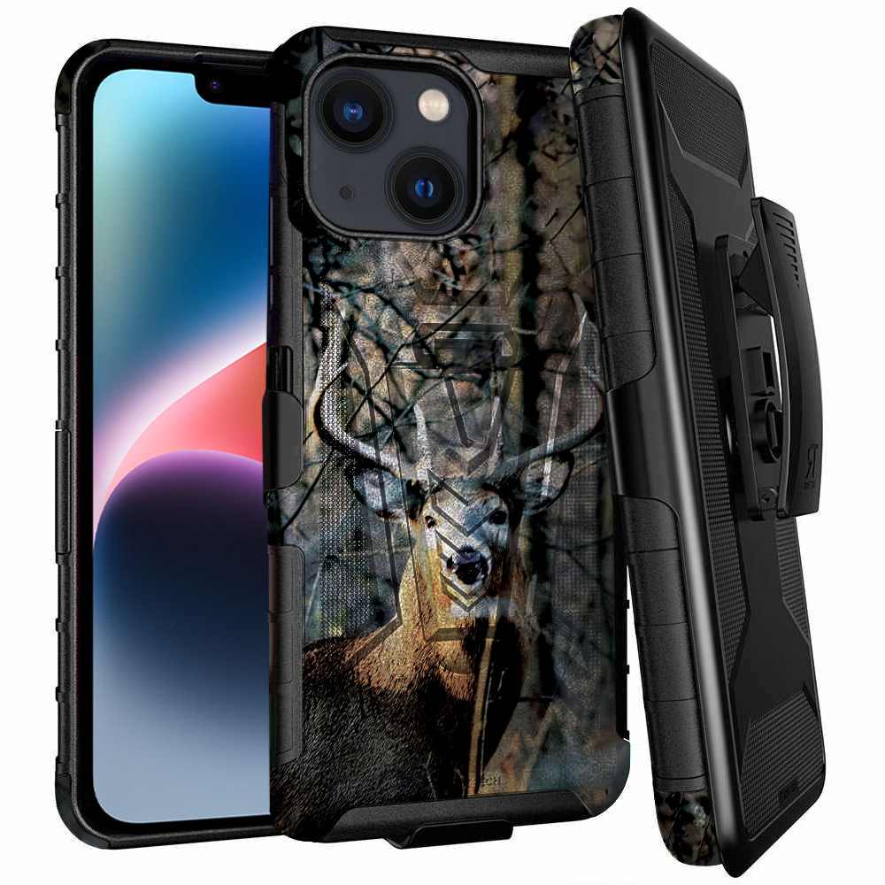 Apple iPhone 14 6.1 2022 Rome Tech Dual Layer Holster Case Camo Deer