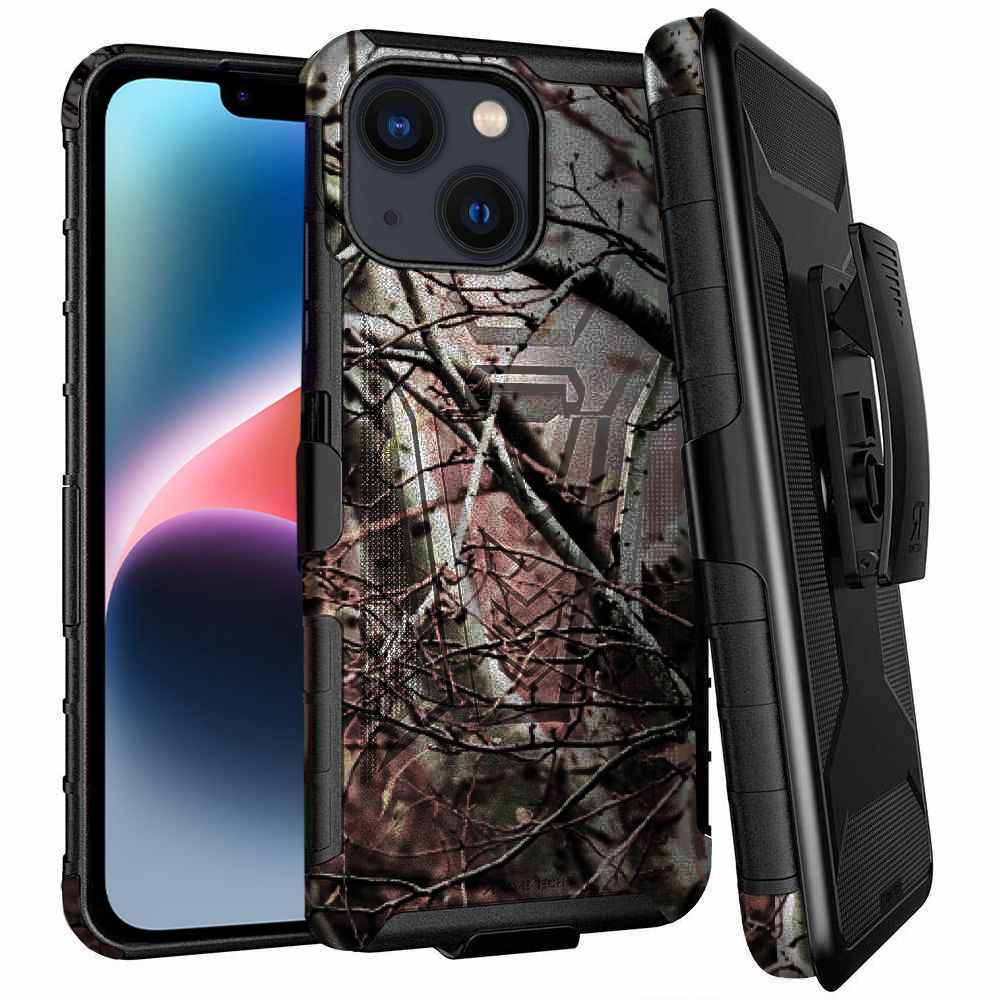 Apple iPhone 14 6.1 2022 Rome Tech Dual Layer Holster Case Camo Tree