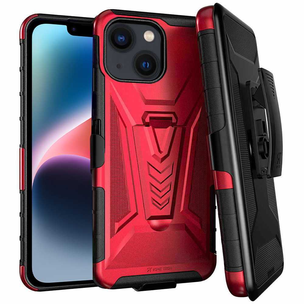 Apple iPhone 14 6.1 2022 Rome Tech Dual Layer Holster Case Red