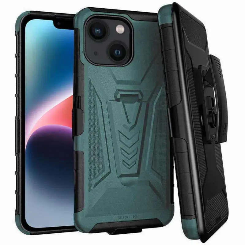 Apple iPhone 14 6.1 2022 Rome Tech Dual Layer Holster Case Teal