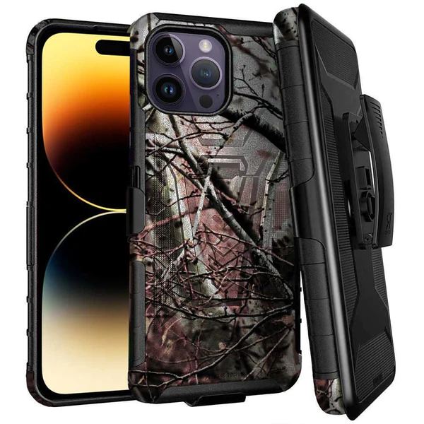 Apple iPhone 14 Pro 6.1 2022 Rome Tech Dual Layer Holster Case Camo Tree