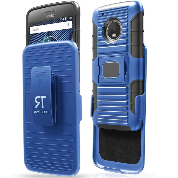 Motorola Moto G5 Plus Rome Tech Dual Layer Holster Case Blue