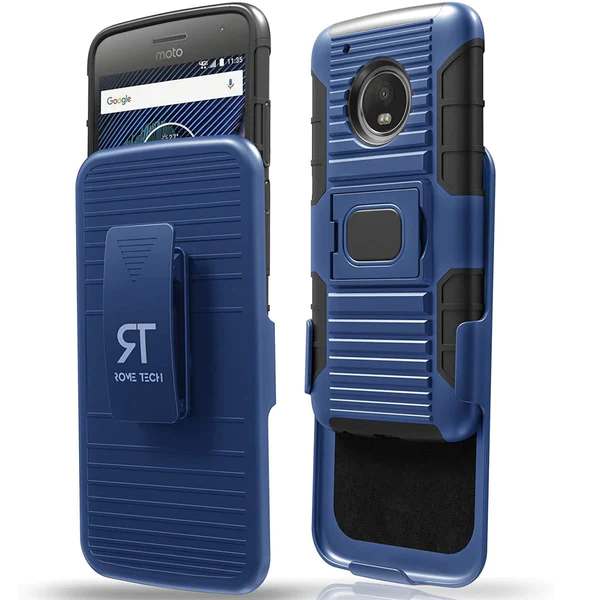 Motorola Moto G5 Plus Rome Tech Dual Layer Holster Case Dark Blue