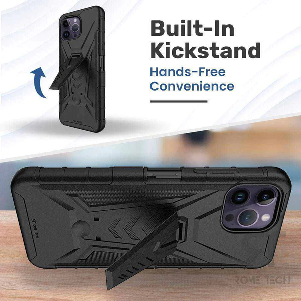 Rome Tech Holster Case for Apple iPhone 14 Pro Max 6.7 2022 with Kickstand