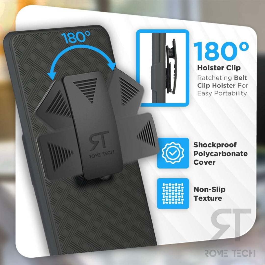 Rome Tech Shell Holster Combo Series case for Motorola Edge Plus 5G Black