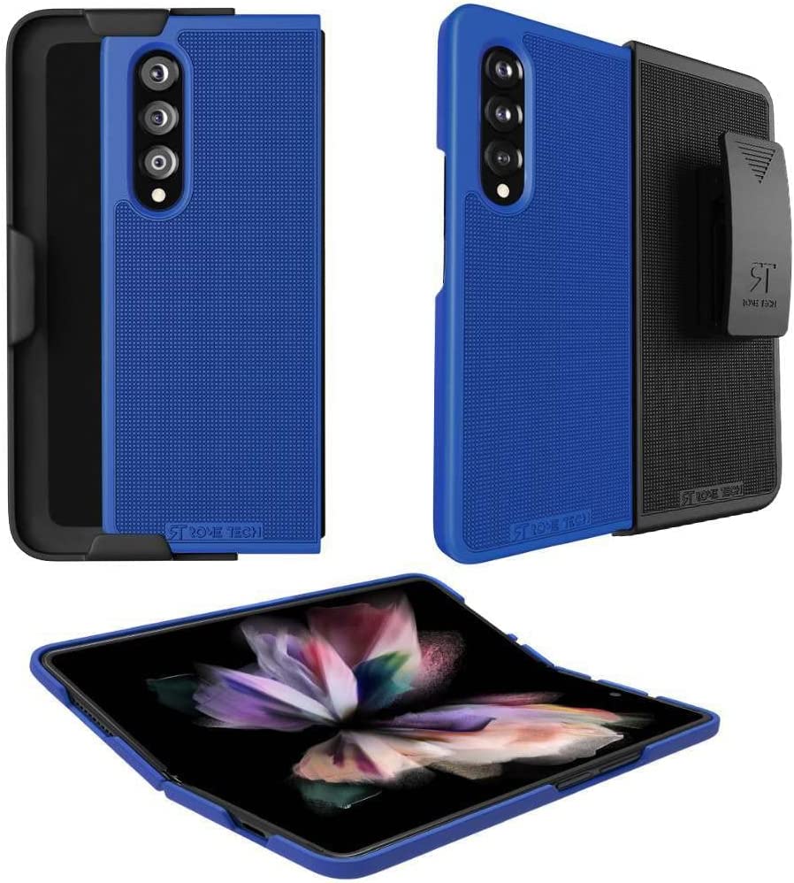 Samsung Galaxy Z Fold3 5G Rome Tech Shell Holster Combo Case Blue Black