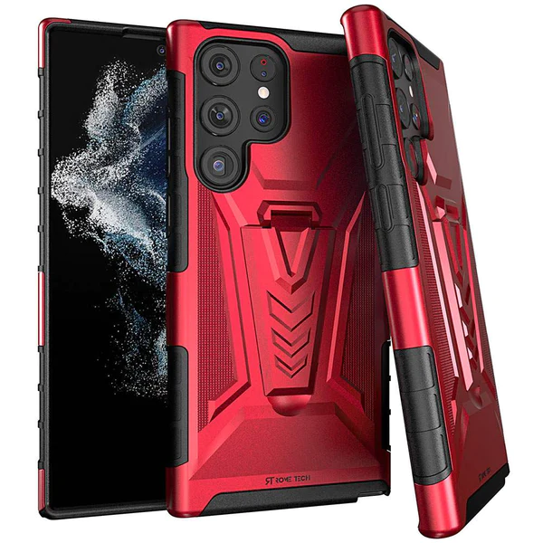 Dual Layer Holster Case for Samsung Galaxy S22 Ultra Rome Tech Red