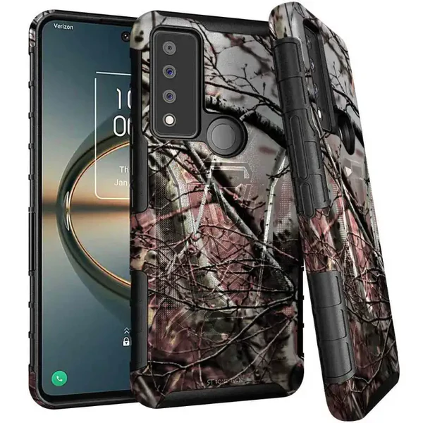 Dual Layer Holster Case for TCL 30 V 5G Rome Tech Camo Tree