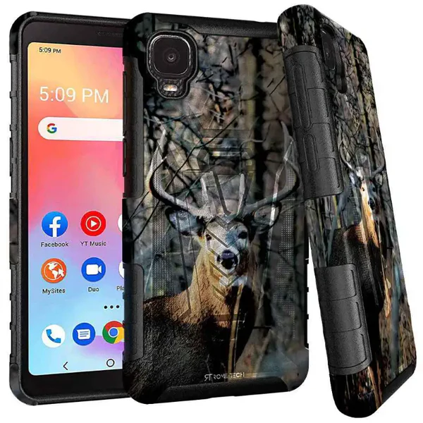 Dual Layer Holster Case for TCL A3 Rome Tech Camo Deer