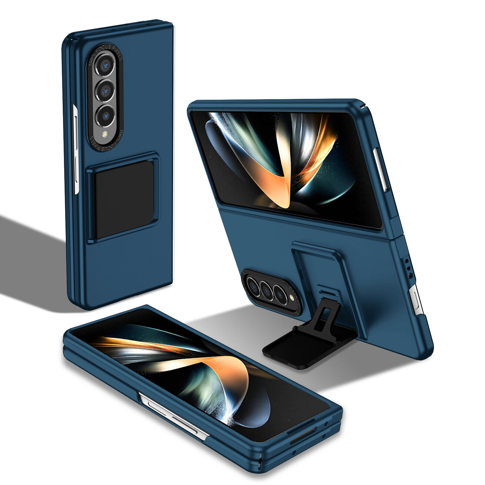 Samsung Galaxy Z Fold 4 Fold 3 5G Shockproof Case Slim Fold Stand Hard Cover Blue