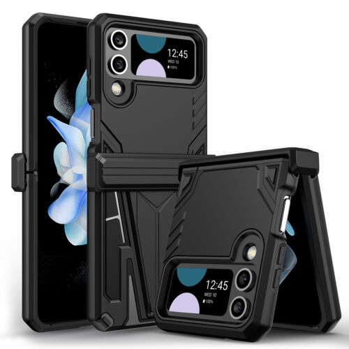Cool Solo Hoder Phone Case For Samsung Galaxy Z Flip4 Case Magnetic Color Cover Black