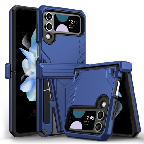 Cool Solo Hoder Phone Case For Samsung Galaxy Z Flip4 Case Magnetic Color Cover Blue