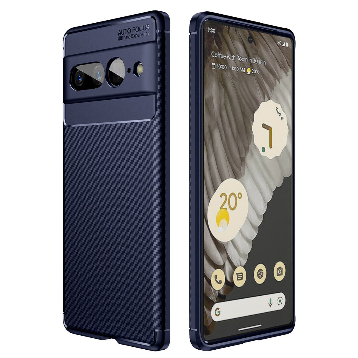 Google Pixel 6 Pro 6a Case Shockproof Slim Carbon Fiber Protective Cover Navy Blue
