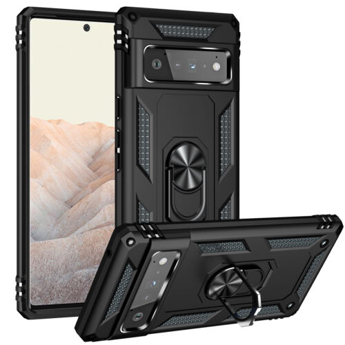 Google Pixel 6a 6 6 Pro Shockproof Stand Ring Holder Case Hybrid Armor Cover Black