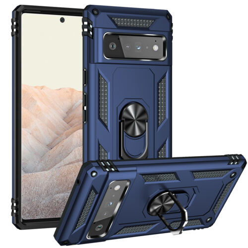 Google Pixel 6a 6 6 Pro Shockproof Stand Ring Holder Case Hybrid Armor Cover Blue