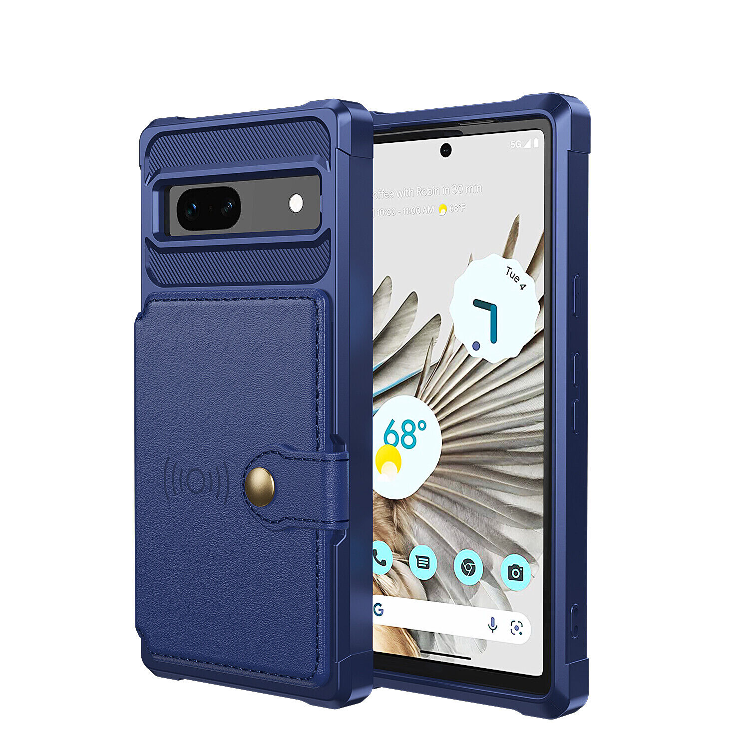 Google Pixel 7 Pro 7A PU Leather Card Holder Wallet Magnetic Rugged Case Blue