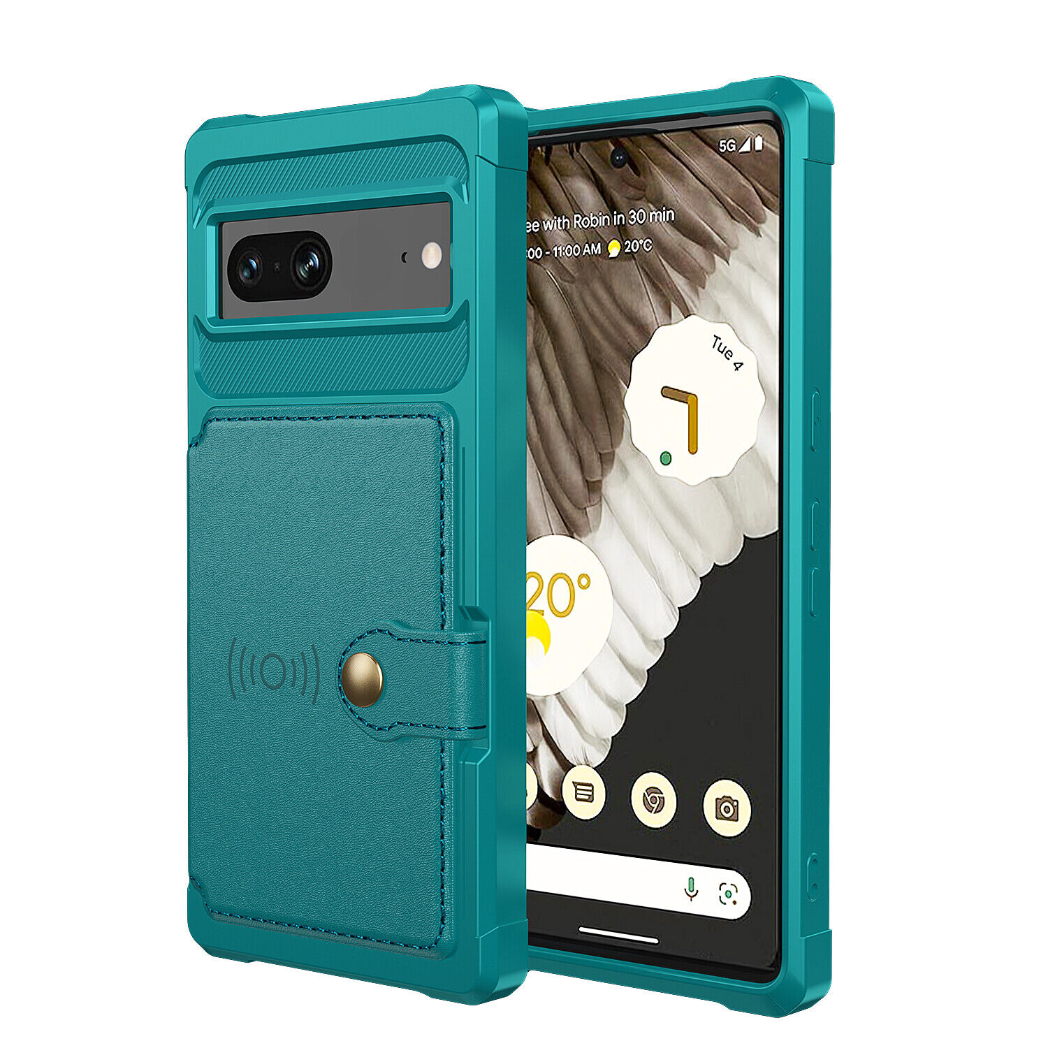 Google Pixel 7 Pro 7A PU Leather Card Holder Wallet Magnetic Rugged Case Green