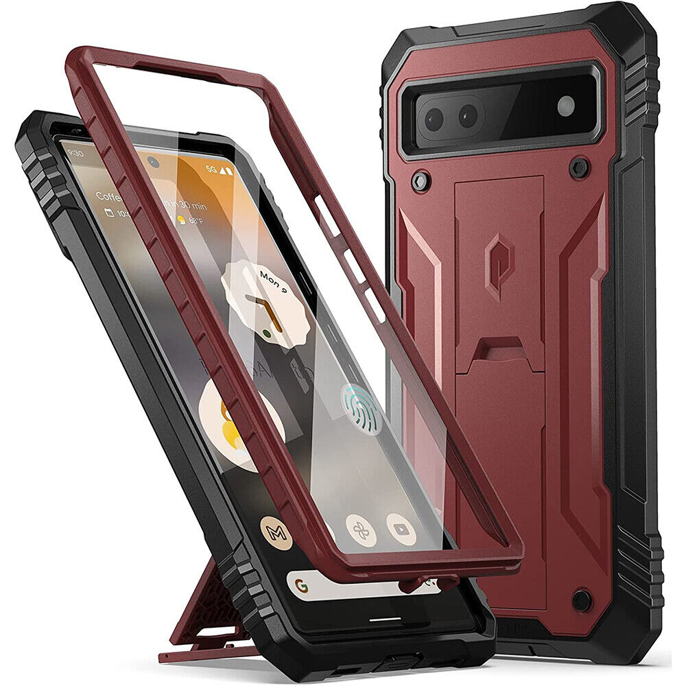 Kickstand Case For Google Pixel 6 6A 6 Pro [Heavy Duty] Shockproof Cover Red
