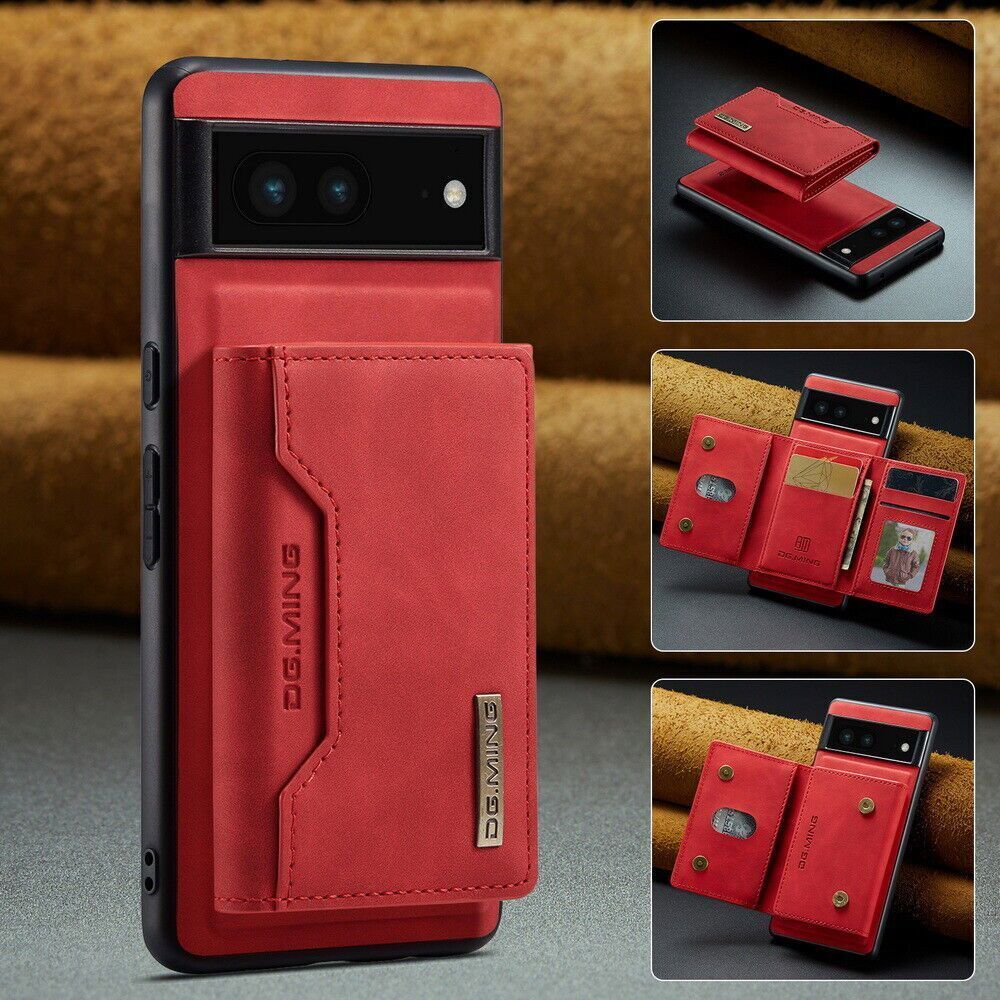 Leather Wallet Flip Card Case Cover For Google Pixel 6A 6 Pro 6 Red