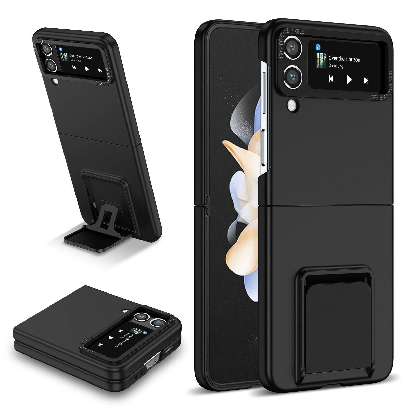 Samsung Galaxy Z Flip 4 3 5G Rugged Shockproof Case Slim Folding Stand Cover Black