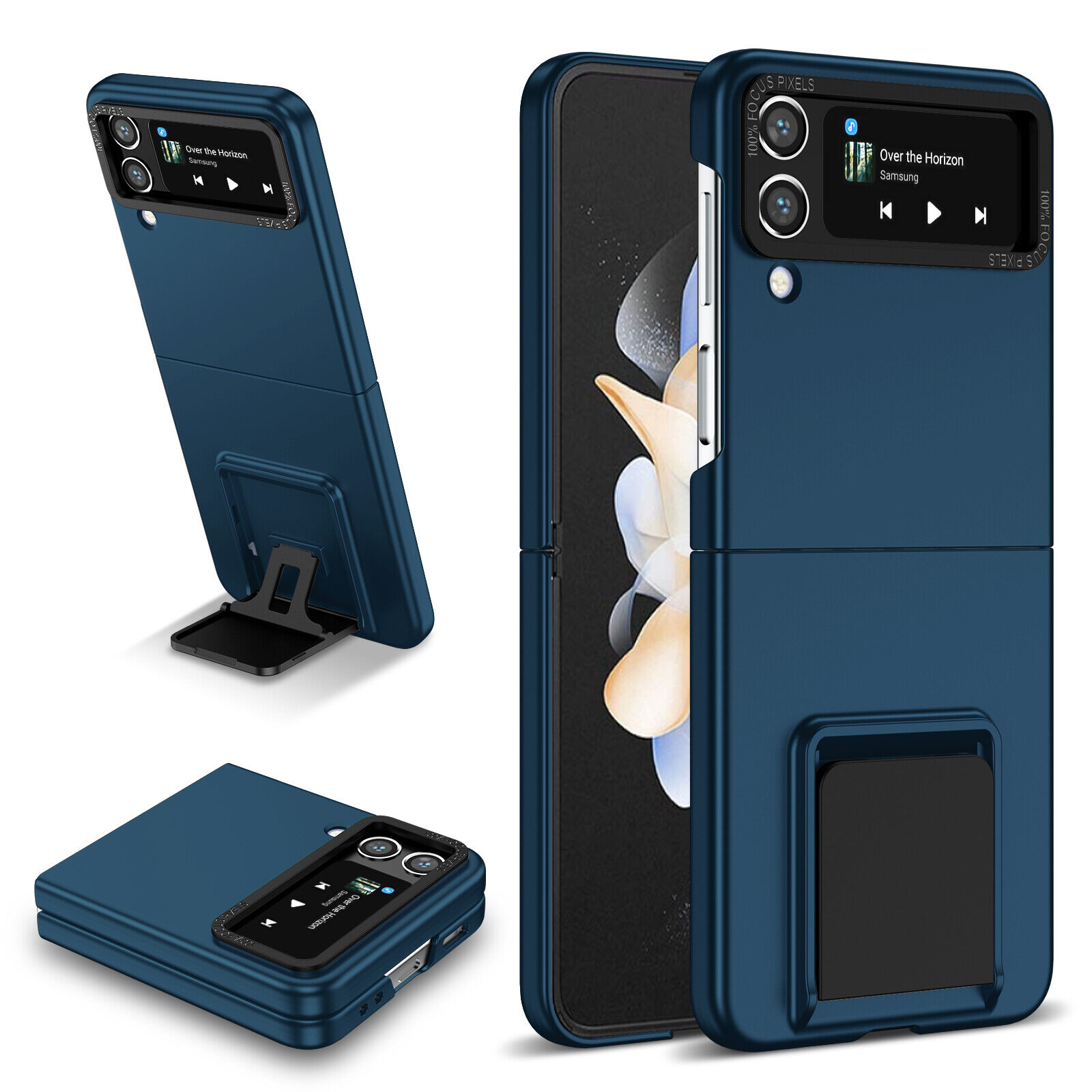 Samsung Galaxy Z Flip 4 3 5G Rugged Shockproof Case Slim Folding Stand Cover Blue