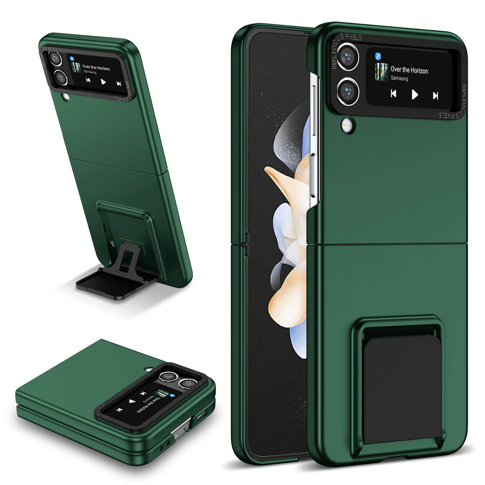Samsung Galaxy Z Flip 4 3 5G Rugged Shockproof Case Slim Folding Stand Cover Green